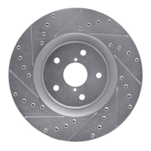 Subaru ASCENT Brake Rotor (1) - Front Right - R1 Concepts - Drilled & Slotted - Silver - `19-`23